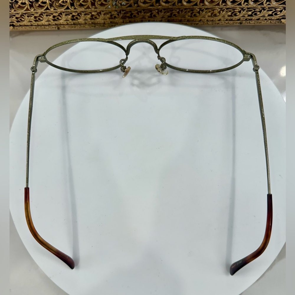 VTG Japanese Rx Eyeglass Frames Embossed Patterned Silver Arms/Tort Tips VGUC - Picture 11 of 17